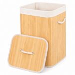 Cesto de Bambu com alças e tampa 70L- Bambu