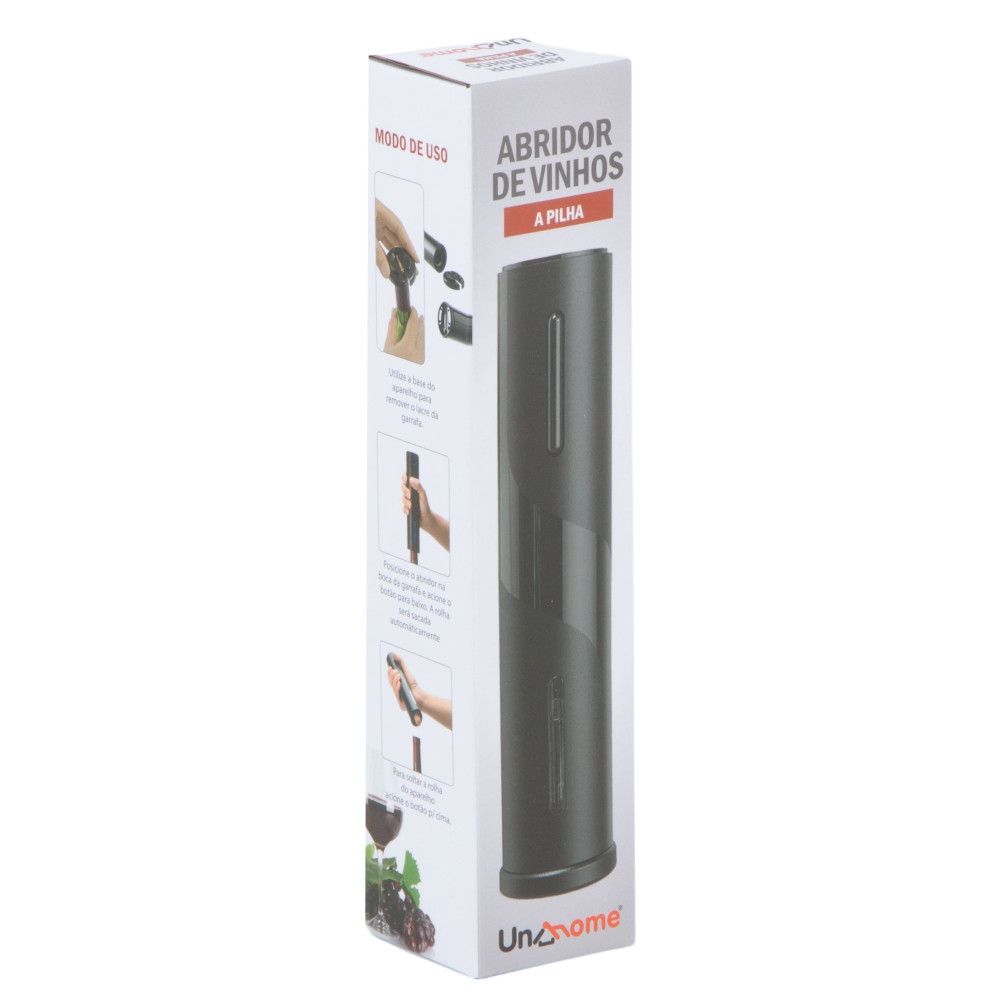 Abridor de Vinho Automático Elétrico Saca Rolhas Recarregável Inox Compacto Fácil Uso - Imagem 2