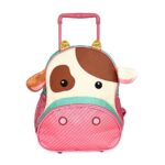 Mochila de Rodinha Infantil Vaca Estampada Rodinhas Resistente Bolsa Escolar Colorida