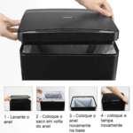 Lixeira Automática Retangular 50L com Sensor Aço Inox Tampa Basculante Preta para Cozinha