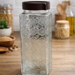 Conjunto com 3 potes de vidro - Marrom