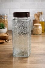 Conjunto com 3 potes de vidro - Marrom