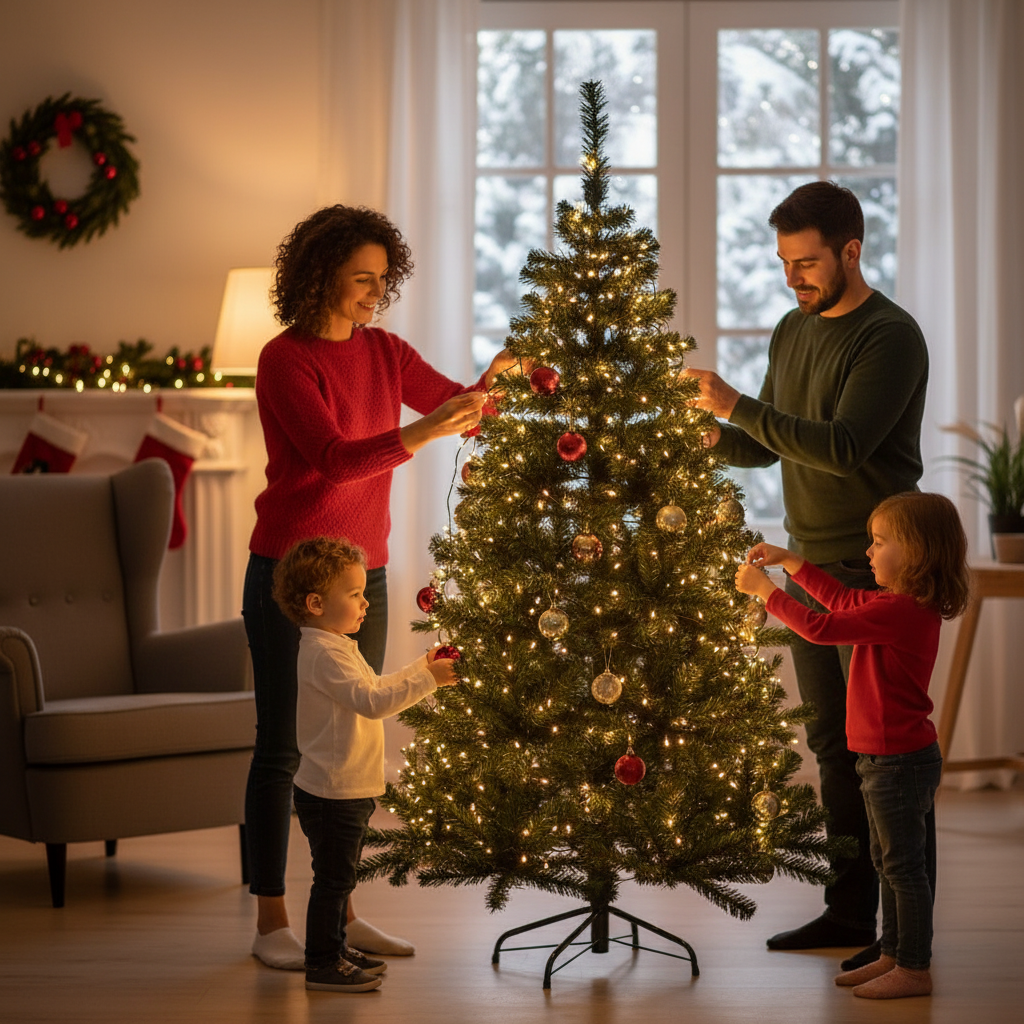 Árvore de Natal Luxo 1,50m Altura com Base de Ferro 380 Galhos Verde Natalina - Imagem 3