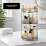 Cesto Triplo Multiuso Organizador Plastico 3 Divisorias Branco 40x30x25cm - Imagem 3