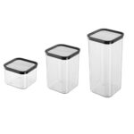 Conjunto 3 Potes Herméticos Plásticos Transparente Tampa Azul Vedação para Mantimento Alimentos - Imagem 2