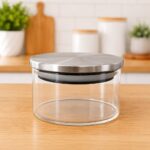 Pote Hermético Redondo Vidro com Tampa de Inox 500ml