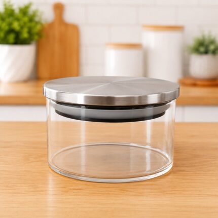 Pote Hermético Redondo Vidro com Tampa de Inox 500ml