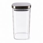 Pote Hermético Quadrado Vidro com Tampa de Inox 1,8 Litros
