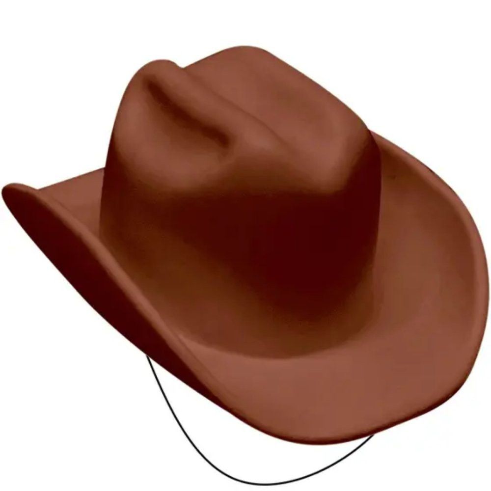 XIS0919_prep_1779397670519_2-1.jpg Chapéu Cowboy Infantil Marrom Couro Sintético Ajustável Festa Faroeste Country - Imagem 1