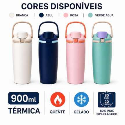 Garrafa térmica com alça 900ml - Sortida
