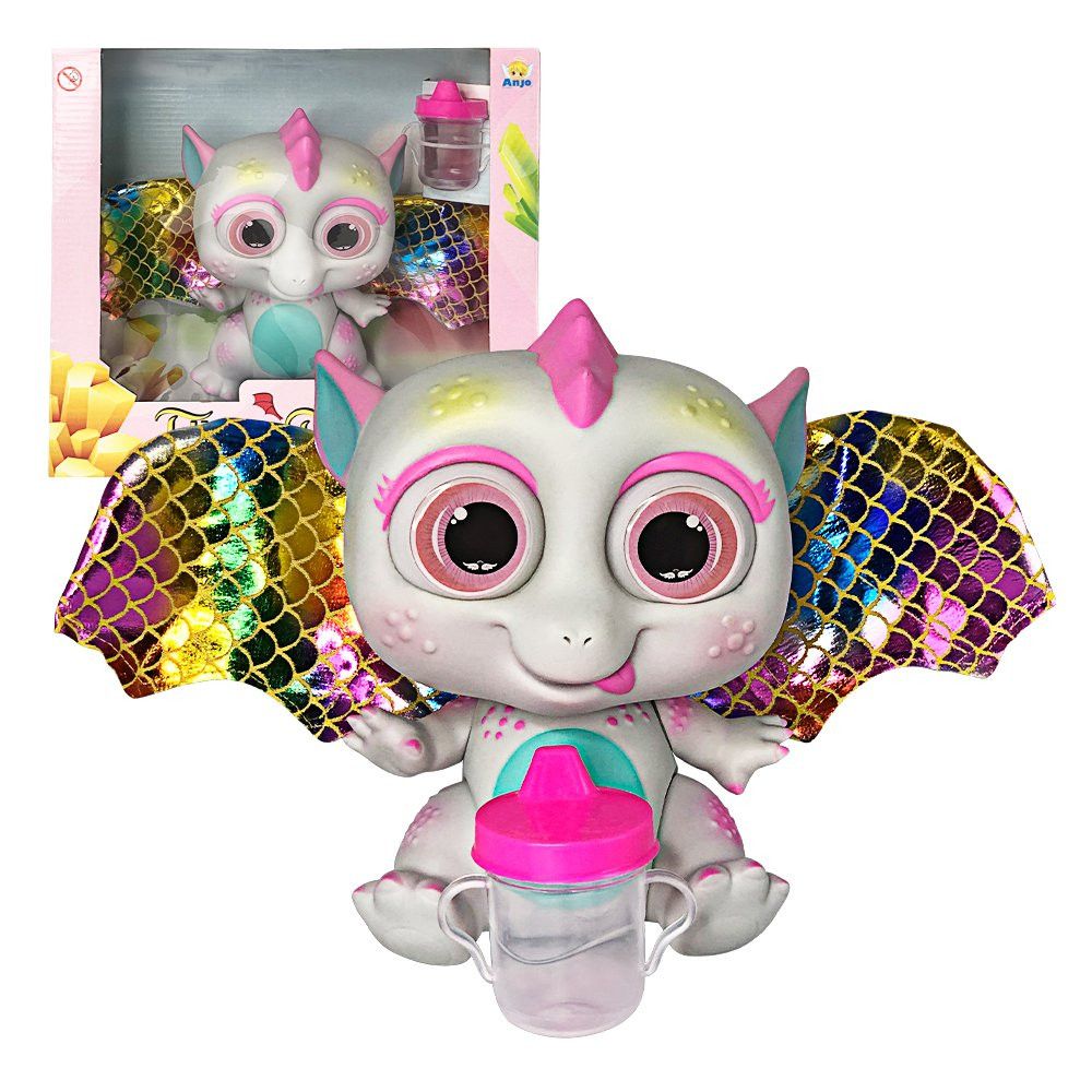 Bebê Dragão Flying Baby Branco com Asas - Boneco de Pelúcia Infantil 30cm - Imagem 2