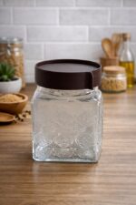 Conjunto com 3 potes de vidro - Marrom - Imagem 4