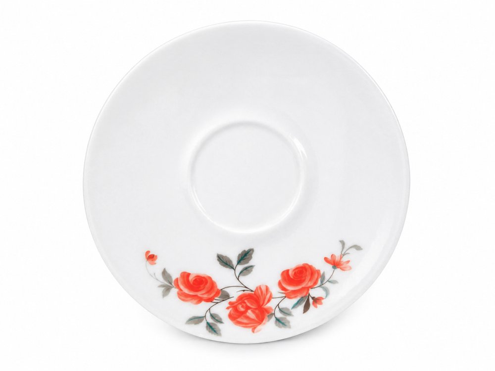 Conjunto de Xícara de Chá Red Rose com Pires 12 Peças - Branca - Imagem 3
