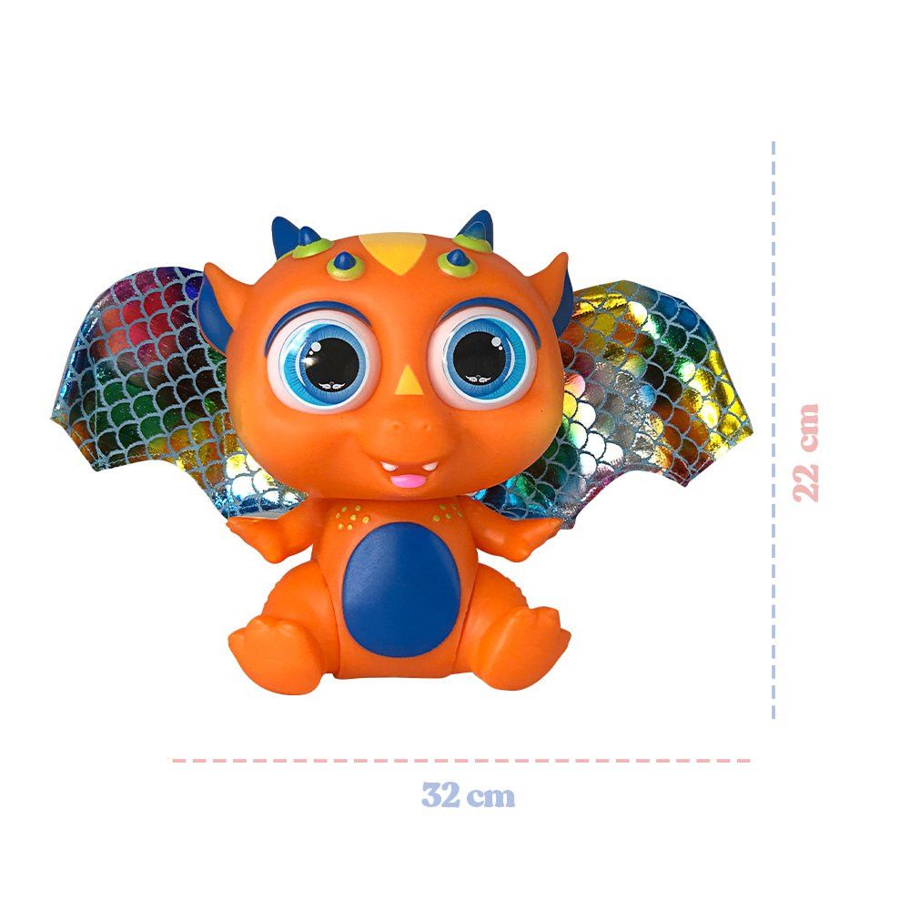 Bebê Dragão Flying Baby Laranja com Asas de Vinil Brinquedo Colecionável 20cm - Imagem 3