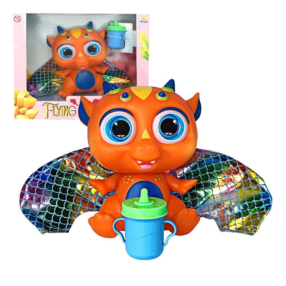 Bebê Dragão Flying Baby Laranja com Asas de Vinil Brinquedo Colecionável 20cm - Imagem 6
