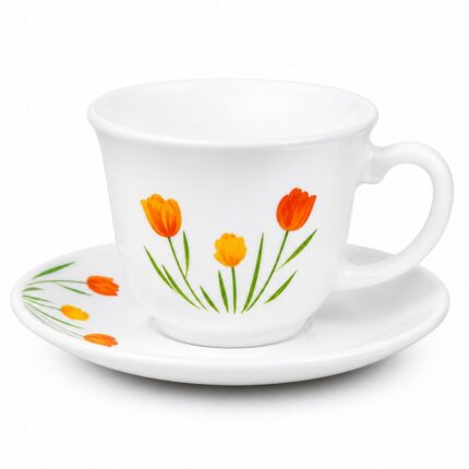 Conjunto de Xícara de Chá Tulip Garden com Pires 12 Peças - Branca