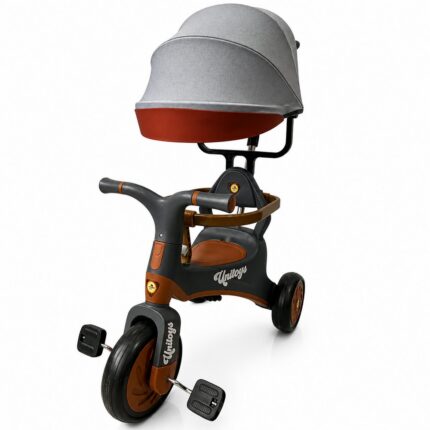 Triciclo Infantl Vintage com Empurrador - Cinza