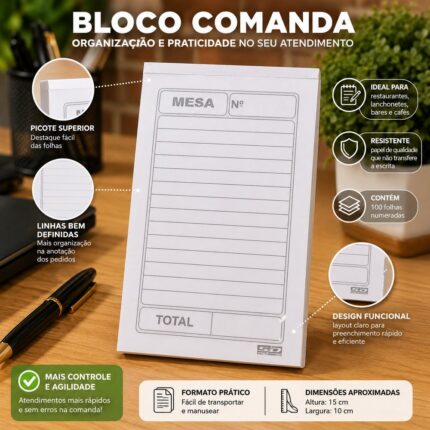 Pedido de Mesa com Carbono ANIMATIVA 50 Jogos com 2 Folhas - Papel Offset