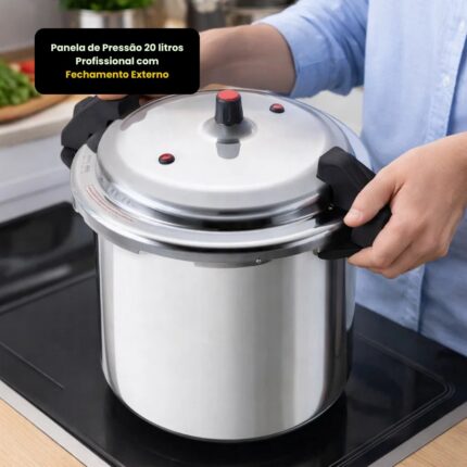 Panela de Pressão Profissional 20 Litros Aço Inox Fechamento Externo Alta Pressão
