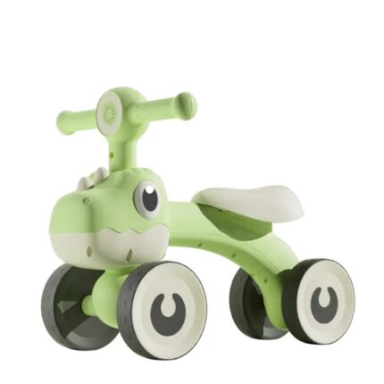 Balance Bike Dino Infantil Verde com Luz e 4 Rodas - Suporta até 25kg - UNITOYS