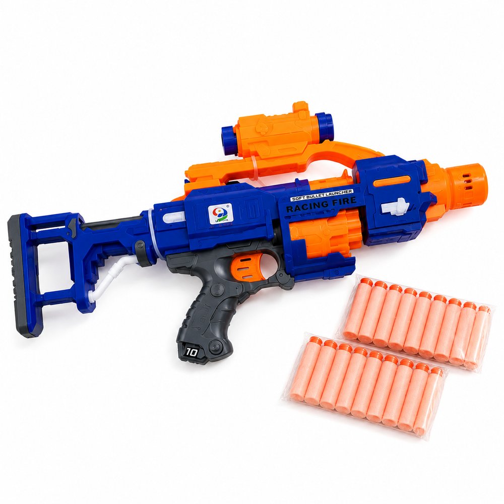 Metralhadora Infantil Azul com 20 Dardos e Alvo de Papel Toys & Toys