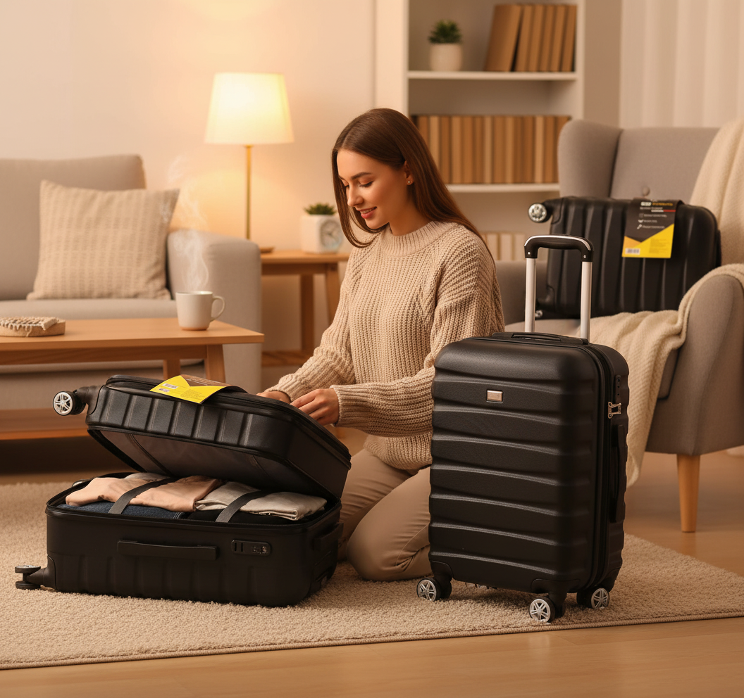 Kit 2 Malas de Viagem Rígidas com Rodinhas 18'' e 20'' Preta Black Bull
