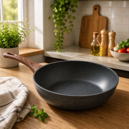 Frigideira Lehavi Revestida Nanocerâmico 28cm Preta Wok Alumínio Antiaderente