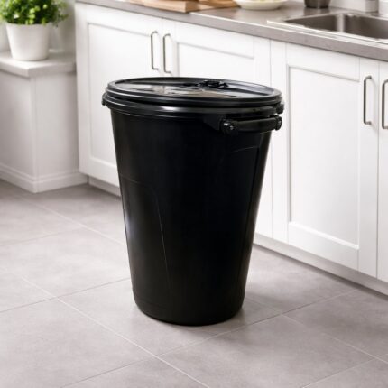 Lixeira com Tampa 35L Preta Plástico Resistente Cozinha Banheiro Organizador