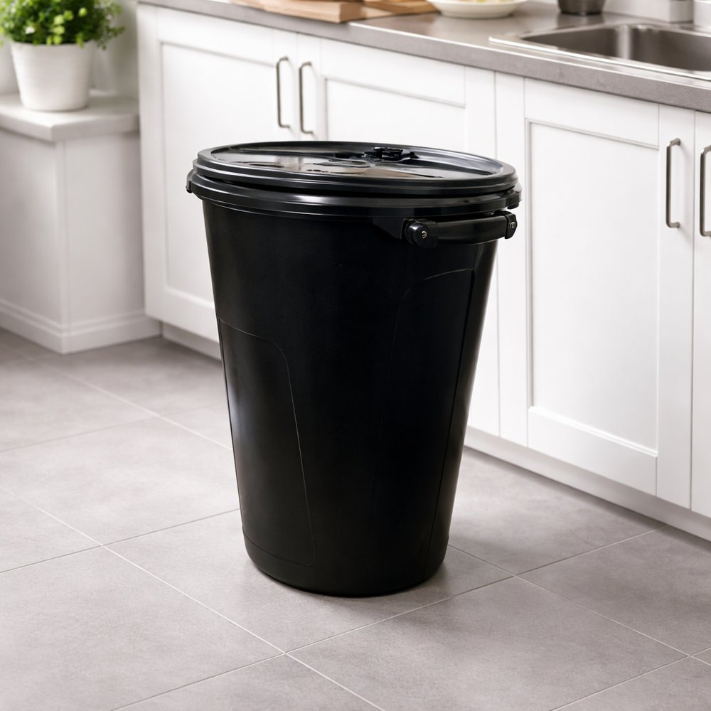 Lixeira com Tampa 35L Preta Plástico Resistente Cozinha Banheiro Organizador - Imagem 3