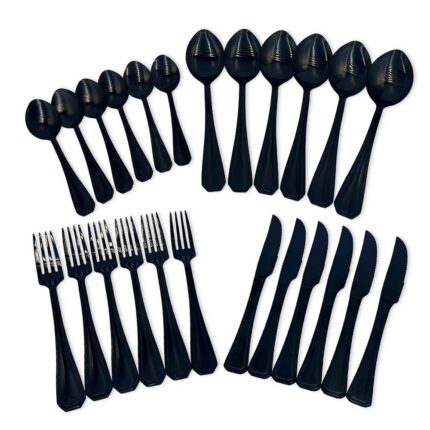 Faqueiro Fratelli Black 24 Peças Aço Inoxidável - Talheres para Mesa e Churrasco