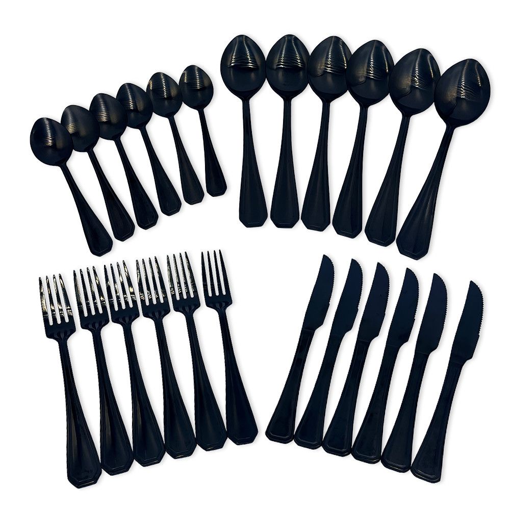 Faqueiro Fratelli Black 24 Peças Aço Inoxidável - Talheres para Mesa e Churrasco - Imagem 3