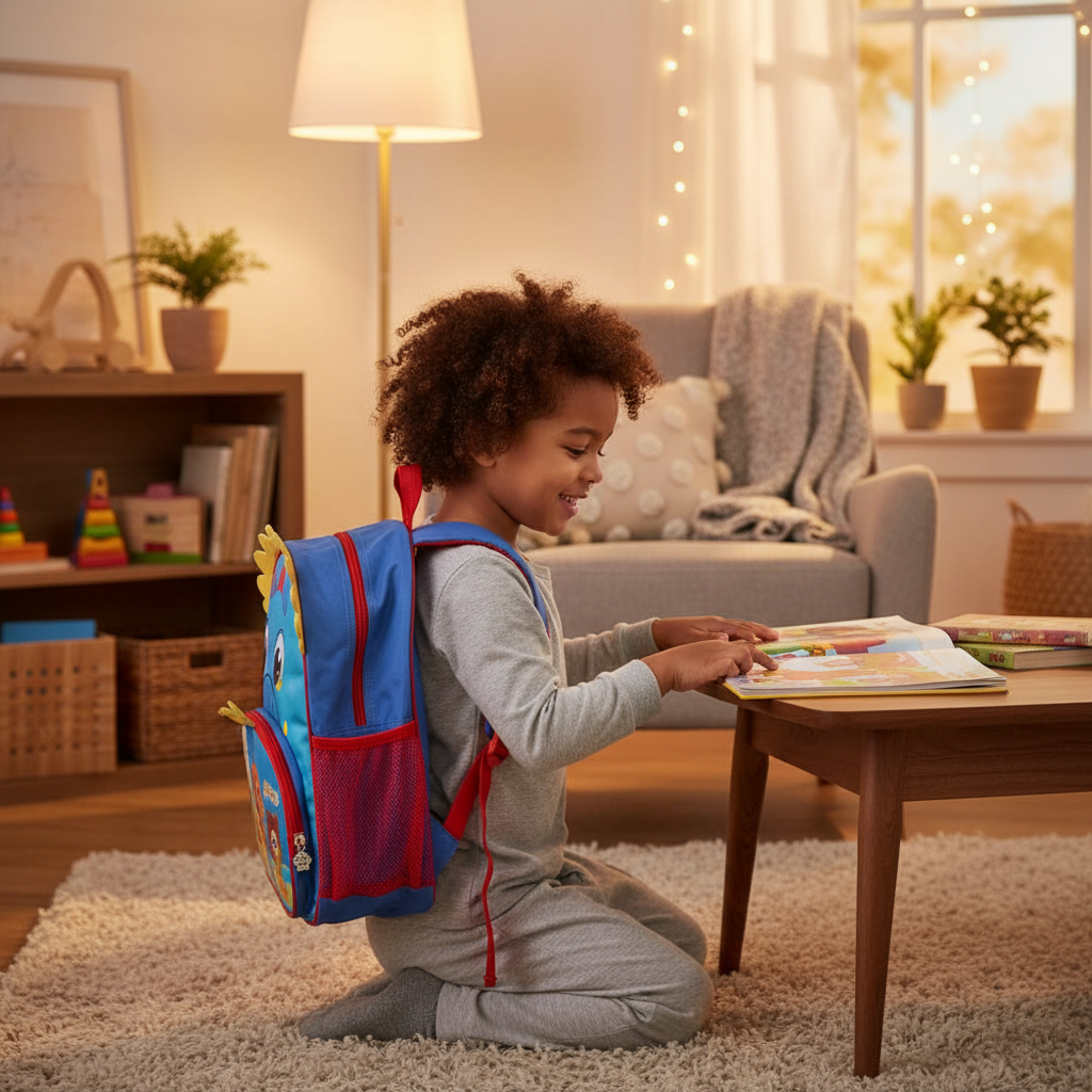 Mochila Escolar Infantil Dinossauro- Azul