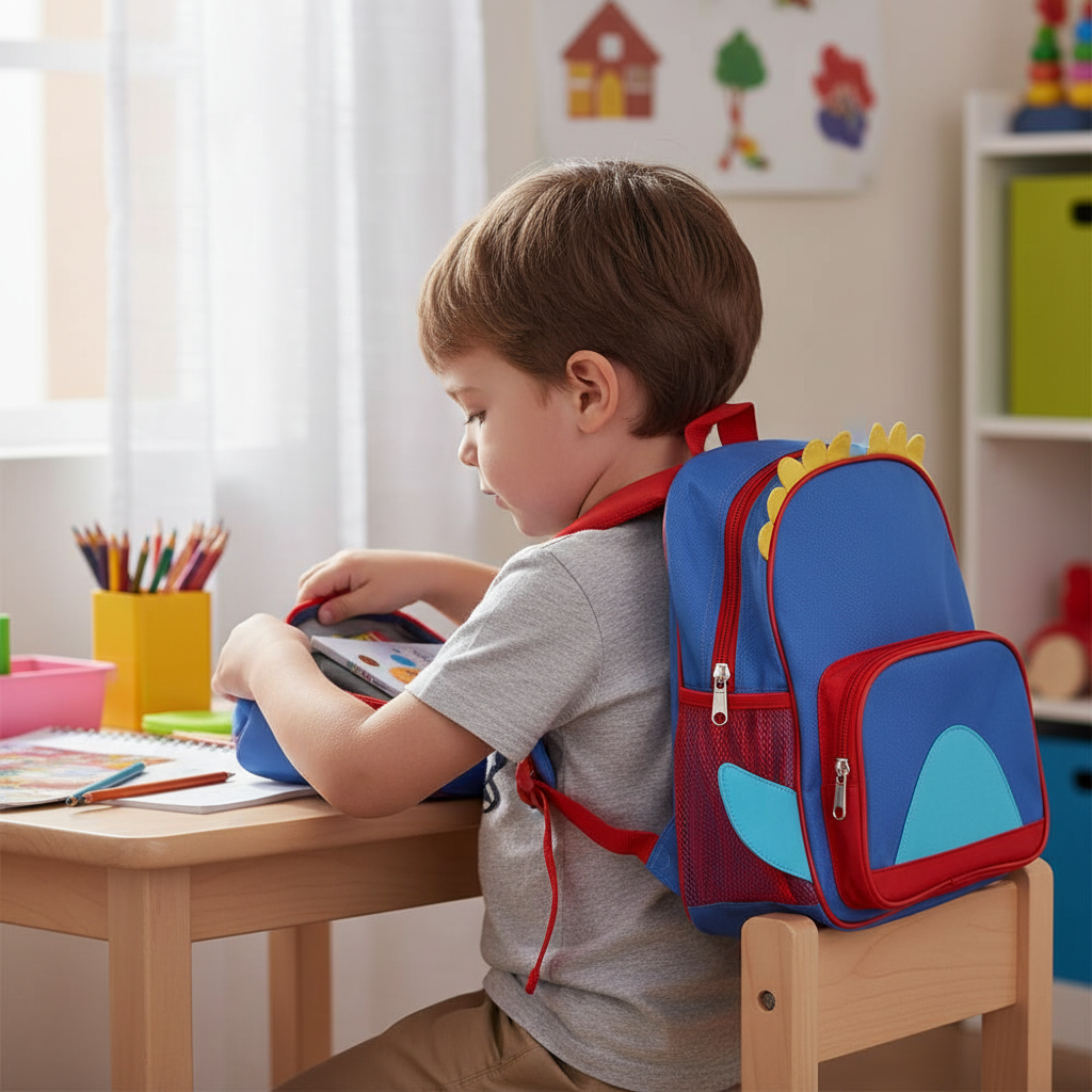 Mochila Escolar Infantil Dinossauro- Azul - Imagem 2