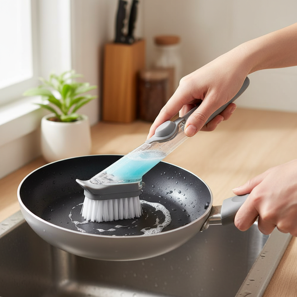 Escova Multiuso com Dispenser para Limpeza - Cabo Ergonômico, Cerdas Duráveis e Reservatório Integrado - Imagem 2