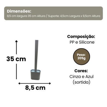 Escova Sanitária Limpeza Vaso Higienizador Suporte Plástico Resistente Branco