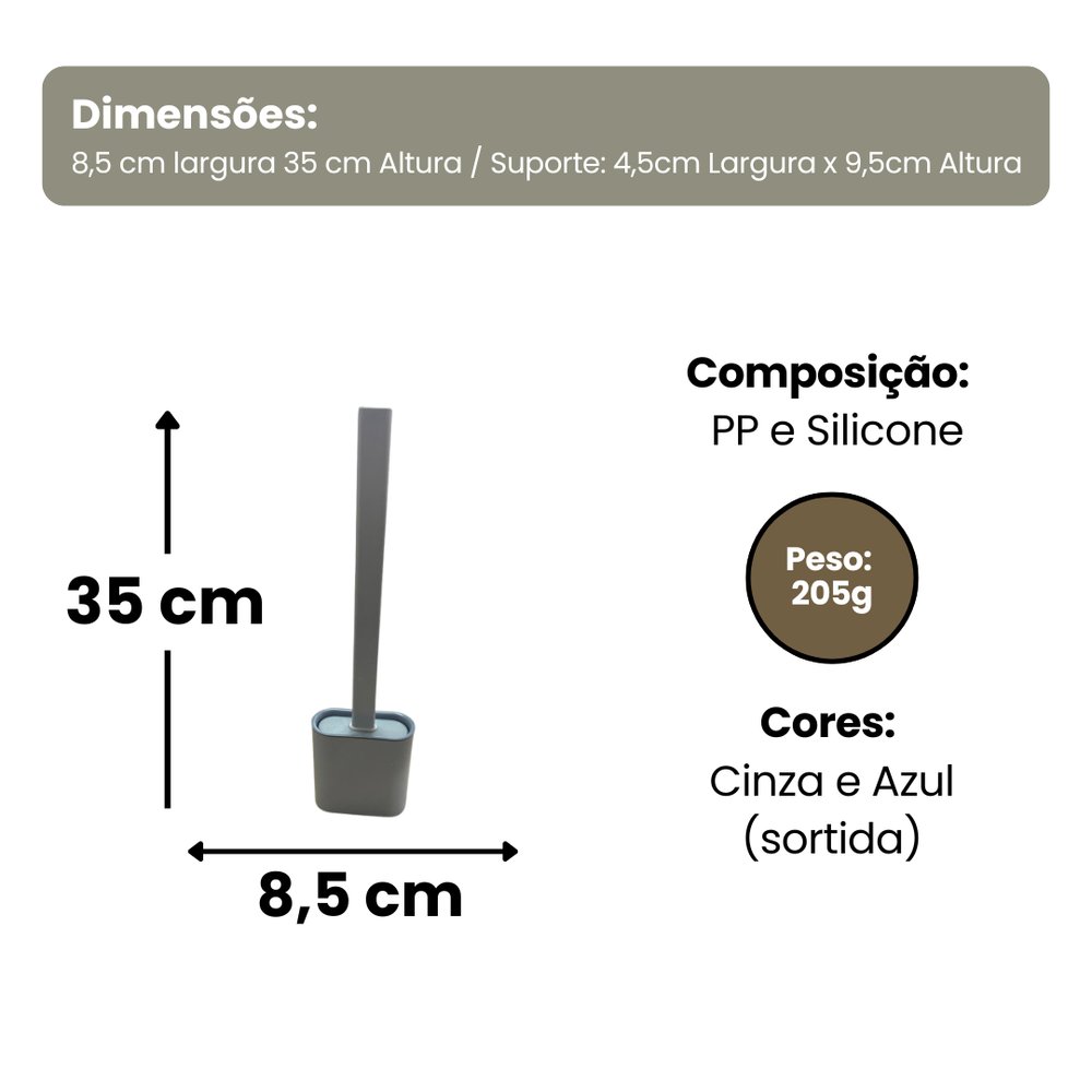 Escova Sanitária Limpeza Vaso Higienizador Suporte Plástico Resistente Branco - Imagem 2