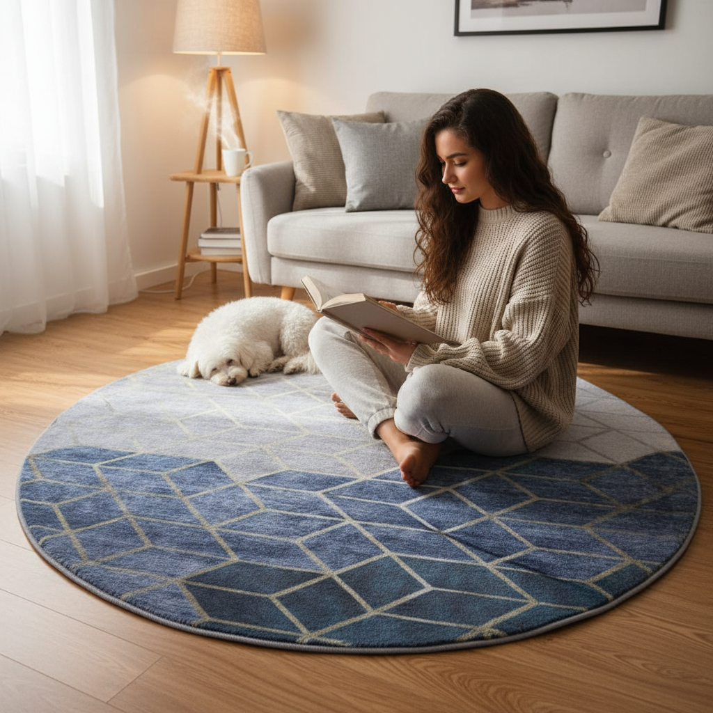 Tapete Redondo Premium 160cm Estampa Sortida Antiderrapante Decoração Sala Quarto