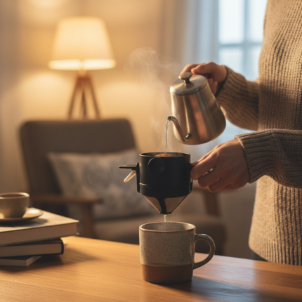 Mini Filtro Coador de Café Portátil Reutilizável com Suporte Dobrável em Aço Inox Preto