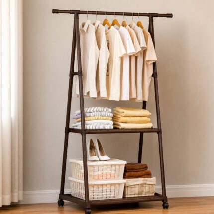Arara Multiuso Fixa com Prateleiras Preta 160x55x42cm TOP RIO para Roupas e Organização