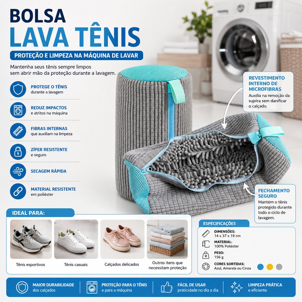 Bolsa Lava Tênis Sortida TOP RIO para Lavagem Protegida de Calçados em Máquina