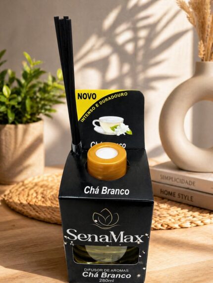 Difusor de Aromas Chá Branco 280ml Transparente Senalandia com 5 Varetas