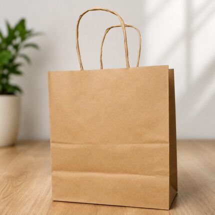 Pacote com 10 Sacolas Kraft Parda Tamanho P - Papel Resistente para Embalagem
