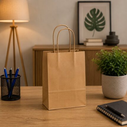 Pacote com 10 Sacolas Kraft Tamanho M Parda REIART - Papel Resistente para Embalagem