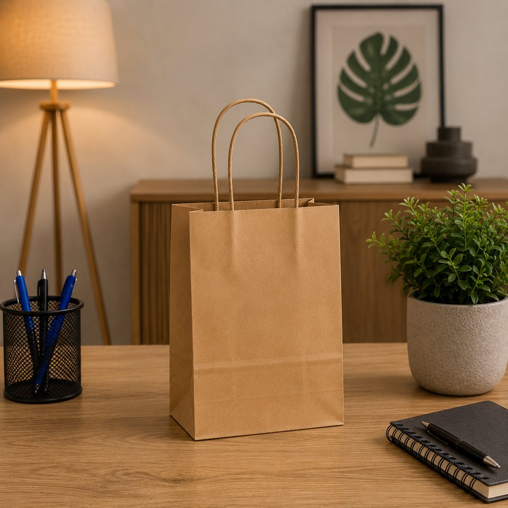 Pacote com 10 Sacolas Kraft Tamanho M Parda REIART - Papel Resistente para Embalagem - Imagem 2