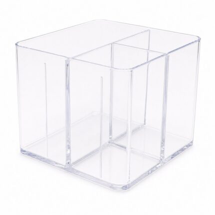 Porta Objetos Transparente com 3 Divisórias Acrílico para Organização Escolar e Escritório DELLO