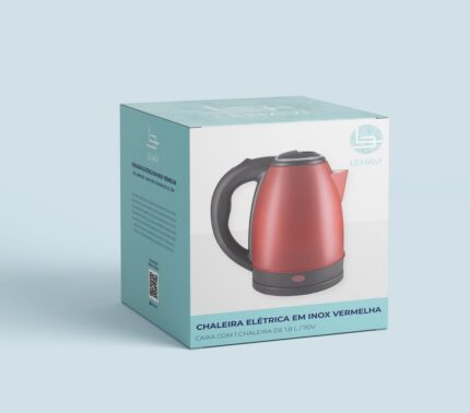 Chaleira Elétrica Inox Vermelha 1,8L 127V - Lehavi