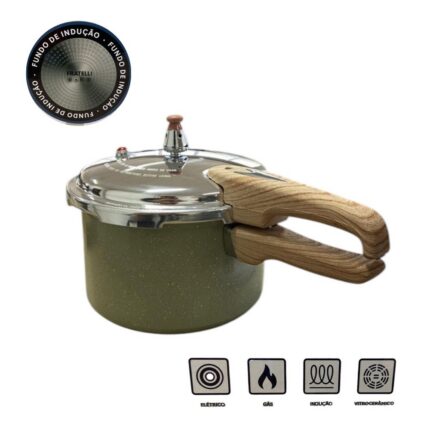 Panela de Pressão Max Chef Wood 4,2L Indução Alumínio Revestimento Antiaderente Cinza