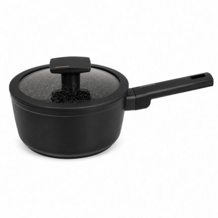 Panela FRATELLI 16cm Alumínio Revestimento Cerâmico Antiaderente com Tampa de Vidro Preta