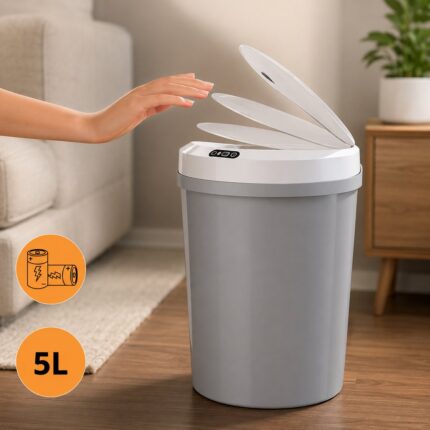 Lixeira Redonda com Sensor de Proximidade 5 Litros Cinza GLOBALMIX
