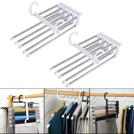 Cabide Organizador para Calças em Inox 6 Hastes Suporte Roupas Resistente e Anticorrosivo